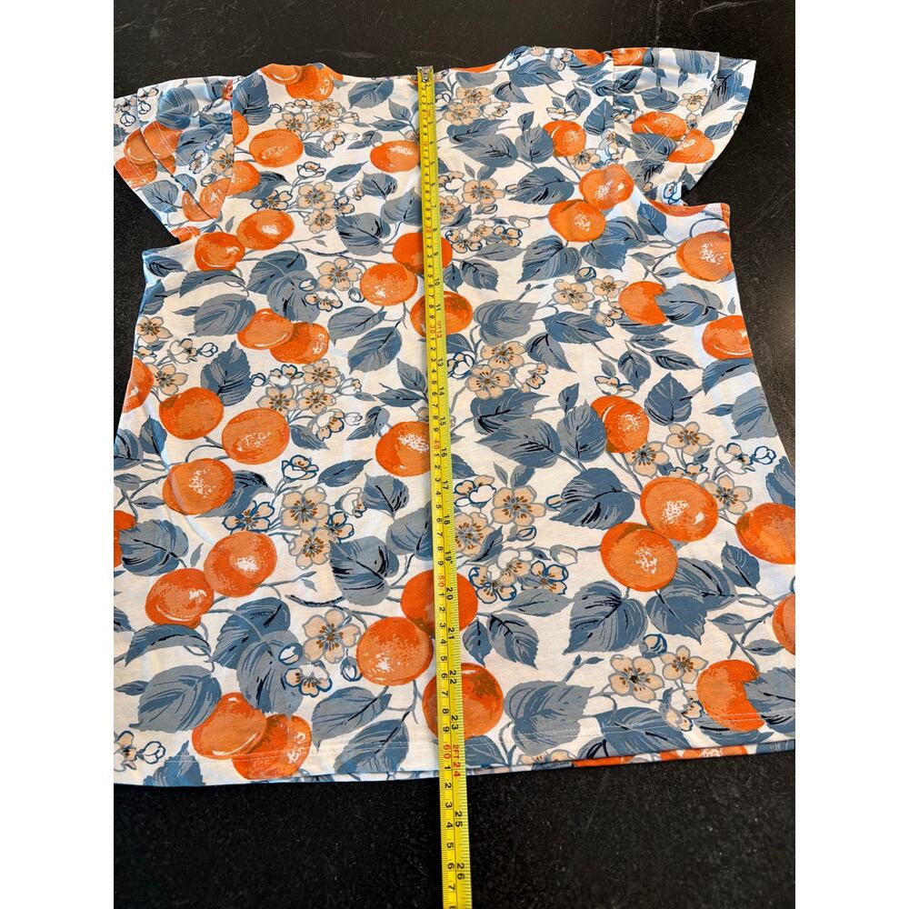 Ann Taylor Factory citrus fruits flutter sleeve tee M 100% Cotton - Picture 10 of 10